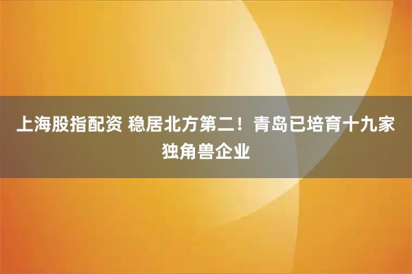 上海股指配资 稳居北方第二！青岛已培育十九家独角兽企业